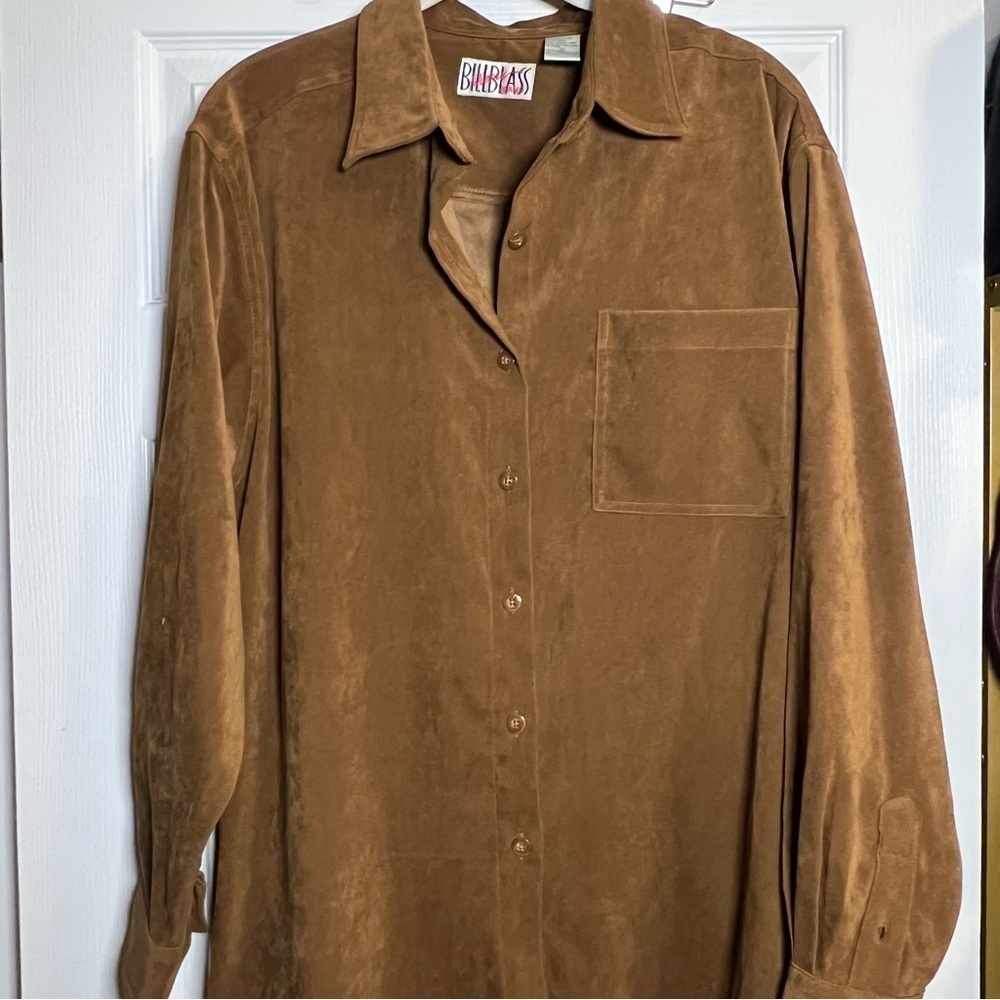 Vintage Bill Blass Button Up Shirt Brown tencel-like size 1X